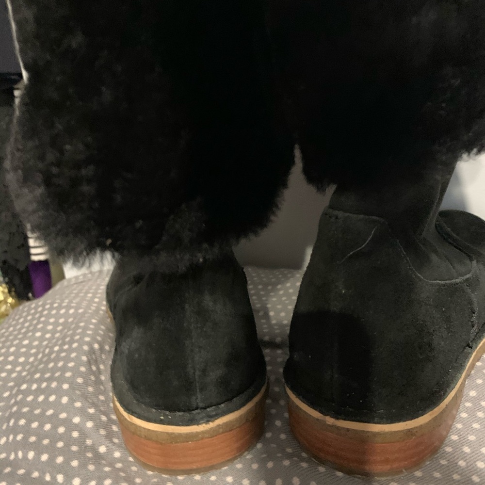 Knee high suede boot lined with fur - Picture 4 of 5